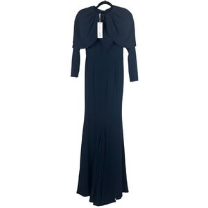 Rebecca Vallance Navy Evening Gown with Cape –Unreleased Designer Sample Size 4